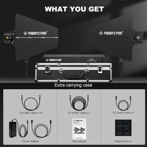 Miniatura 7 de Phenyx Pro PAS-225X - Paquete de sistema de distribución de antena inalámbrica UHF, receptores direccionales activos con 8 salidas + 2 puertos