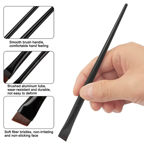 Miniatura 3 de Juego de 15 pinceles para tinte de cejas y delineador en ángulo, precisión inclinada ultrafina para delineador, tinte de cejas y maquillaje, incluye