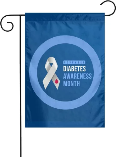 Bandera de jardín con cinta azul del mes de la concienciación sobre la diabetes, cartel decorativo vertical de doble cara para patio, patio, hogar,