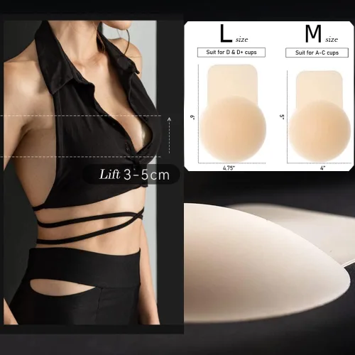 Miniatura 4 de Sujetador adhesivo de silicona con levantamiento añadido para pezones invisible, sin tirantes, brasier adhesivo, pétalos, levantamiento de senos