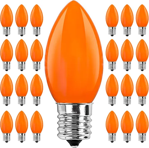 Miniatura 11 de Paquete de 25 bombillas rojas de Navidad de repuesto, bombilla de luz roja de Navidad C9 de cerámica para luces de cadena de fiesta