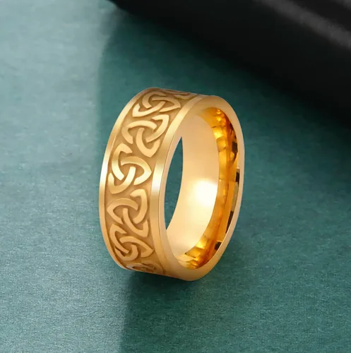 Miniatura 3 de Anillo de nudo de trinidad celta, nudo de brujas, nudo triquetra irlandés, anillo de acero inoxidable nórdico vikingo, joyería para hombres y mujeres