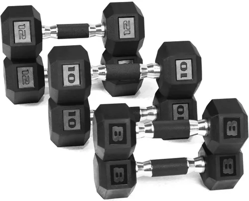 Miniatura 12 de WF Athletic Supply - Mancuernas hexagonales con agarre de goma y mango contorneado para tonificar músculos y fortalecer y entrenar de todo el cuerpo