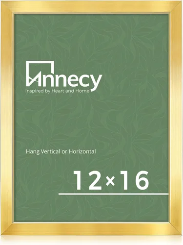 Miniatura 50 de Annecy Portarretratos dorado de 12 x 18 pulgadas (paquete de 1), marco de 12 x 18 pulgadas para decoración de pared, estilo clásico dorado