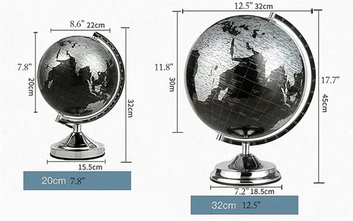 Miniatura 2 de POCHY Hermoso globo giratorio de 360° con soporte de metal, globos geográficos de escritorio para oficina, escuela, sala de estudio, decoración fina