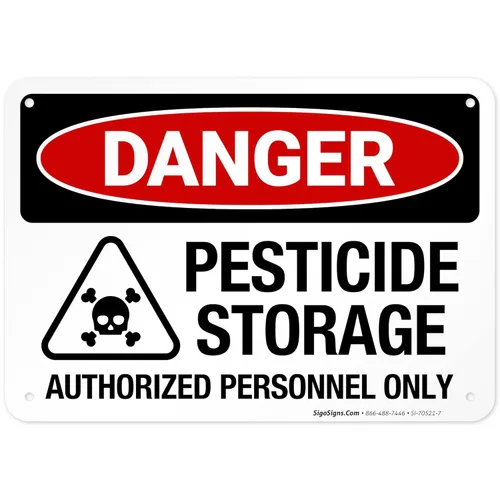 Miniatura 12 de Danger - Cartel autorizado de almacenamiento de pesticidas, 10 x 7 pulgadas, calcomanías de vinilo de 4 mil resistentes a la intemperie, fabricadas