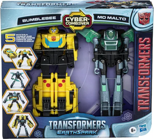 Miniatura 2 de Transformers EarthSpark Cyber-Combiner Bumblebee and Malto Robot Figuras de acción, juguetes interactivos para niños y niñas a partir de 6 años