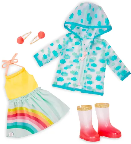 Miniatura 9 de Glitter Girls – Ropa para Muñeca de 14 Pulgadas – Conjunto de Volantes y Plisados para Guapas – Chaqueta Arcoíris, Falda, Sombrero y Zapatos