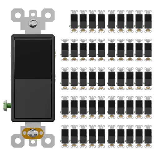 Miniatura 34 de AIDA Paquete de 1 interruptor de luz basculante Decora de 3 vías, interruptores de luz eléctricos con conexión a tierra automática de 15 amperios