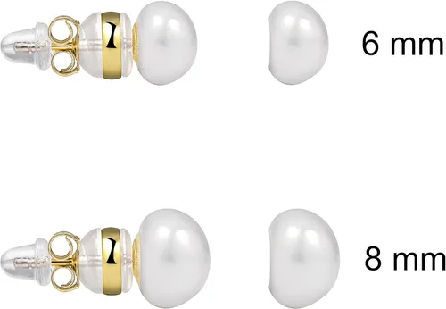 Miniatura 5 de Cowlyn Aretes de perlas I cultivadas en agua dulce, chapados en oro de 14 quilates, AAAAAAA+ de calidad seleccionada a mano, joyería hipoalergénica