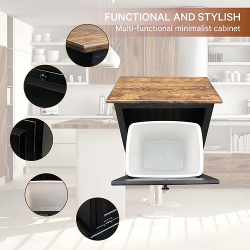 Miniatura 4 de Peaceful Classics Gabinete de Basura Abatible sin Cajón - Gabinete Extraíble de Madera, Gabinete Decorativo para Basura para Cocina, Dormitorio