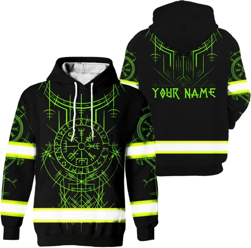 Miniatura 18 de Camisa de Alta Visibilidad con Cráneo para Hombre, Camisas Reflectantes de Seguridad con Bandera de EE. UU., Nombre Personalizado para Ropa