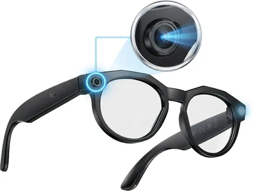 Lentes de cámara inteligente AI, grabación de video POV HD 1080P y traductor, reconocimiento de objetos, audio Bluetooth para llamadas musicales,