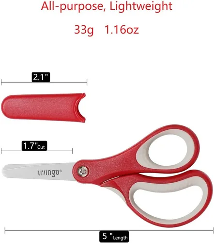 Miniatura 2 de LIVINGO Tijeras para niños zurdos y diestros de 5 pulgadas, tijeras de hoja de acero inoxidable afiladas de seguridad para niños, escuela, maestros