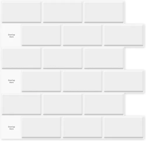 Art3dwallpanels Protector contra salpicaduras blanco brillante, vinilo moderno, autoadhesivo, rayas, acabado brillante, uso en cocina y baño, 12 x