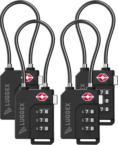 Miniatura 13 de LUGGEX Cerraduras TSA para equipaje, cerraduras de maleta aprobadas por la TSA, cerraduras de equipaje, facilidad de uso y duraderas, Negro, Paquete
