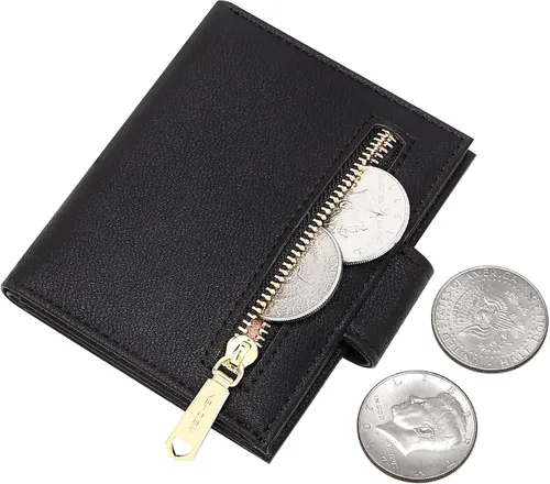 Miniatura 3 de Badiya Billeteras pequeñas para mujer billetera plegable multitarjetero delgado con cremallera Negro - Minimalista