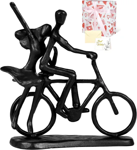 Miniatura 17 de Kresecioo Aniversario para pareja/ella, estatua de pareja cariñosa besándose debajo del paraguas, escultura de hierro fundido hecha a mano