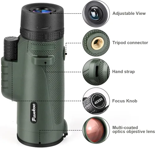 Miniatura 2 de Telescopio monocular de 40 x 60 pulgadas para adultos de alta potencia – Prisma BAK4, lente FMC, visor compacto para observación de aves