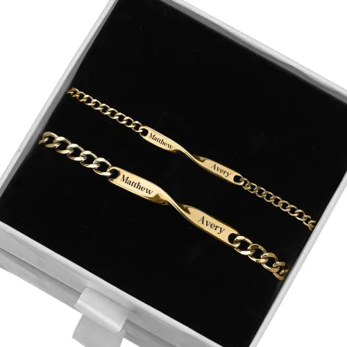 Miniatura 4 de LoraPetid Pulseras a juego personalizadas para parejas, pulseras magnéticas con nombre personalizado, joyería ajustable para parejas, regalos de San