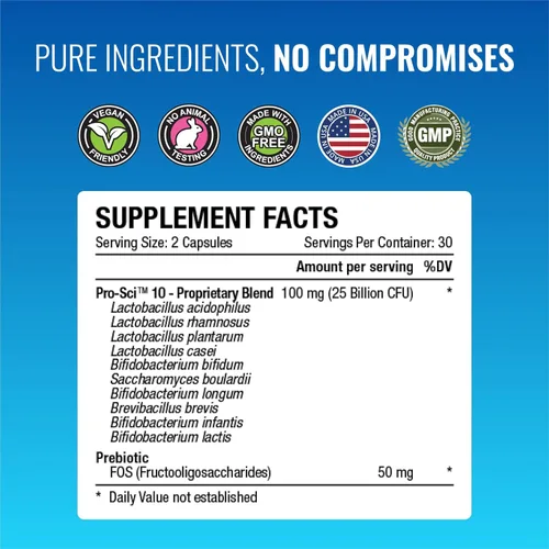 Miniatura 5 de Approved Science Probiótico con prebiótico - 10 cepas - 25 mil millones de UFC - 3 botellas - vegano