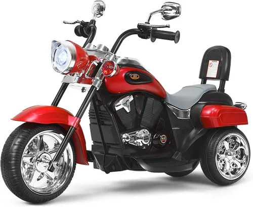 Costzon Motocicleta Infantil, Motocicleta Chopper de Paseo con Batería de 6 V, con Claxon, Faro, 3 Ruedas, Juguetes de Paseo Estables, Motocicleta