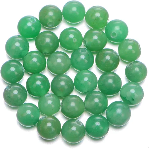 Miniatura 8 de AD Beads Cuentas redondas sueltas de piedras preciosas naturales de 0.394 in, agujero grande, tamaño de 0.079 in, 30 unidades (perla blanca)