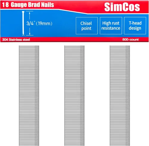 Miniatura 9 de Clavos Brad de Acero Inoxidable 304 Calibre 18 (1-1/4", 1", 3/4", 5/8 pulgadas) 2000 piezas Clavos 18 GA para Pistola de Clavos Surtidos y Clavos