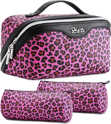 Miniatura 11 de BOYATU Bolsas de maquillaje de viaje Bolsa organizadora de cosméticos: Juego de 3 bolsas de maquillaje de gran capacidad, bolsas de aseo de piel