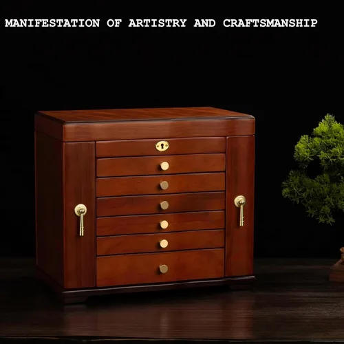 Miniatura 6 de Joyero de madera, cajas de joyería para mujeres, caja de joyas y organizadores con colgador de collares, organizador de joyas, caja