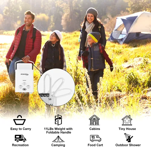 Miniatura 3 de Calentador de agua portátil sin tanque de propano – 6L 1.58GPM RV calentador de agua de gas bajo demanda con pantalla digital para exteriores