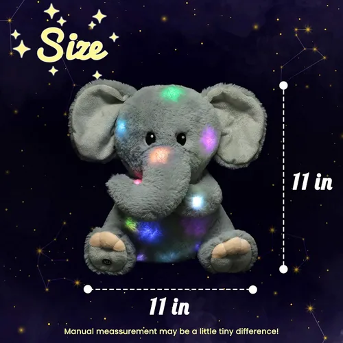 Miniatura 2 de Hopearl Elefante de peluche con luces LED, flexible, con luces de noche que brillan en la oscuridad, para festival, cumpleaños, niños pequeños