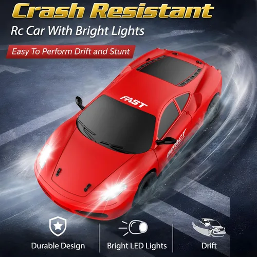 Miniatura 5 de Auto de control remoto RC Drift Car 2.4GHz escala 1:24 4WD 15KM/H Modelo de vehículo de alta velocidad con luces LED Drifting Tire Racing Sport Toy