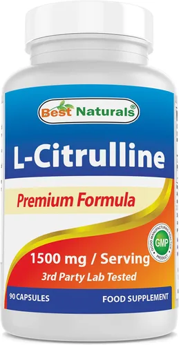 Best Naturals Cápsulas de L-citrulina – 1500 mg/porción – Sin OMG – Sin gluten – 90 cápsulas (90 unidades (paquete de 1))