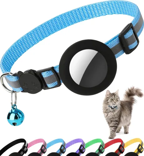 Miniatura 13 de Collar de Gato Airtag Separable, Collar Reflectante para Gatito con Soporte para Apple Air Tag y Campana para Gatos Niña y Niño, 0.4 Pulgadas
