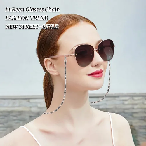 Miniatura 6 de LuReen Stylish Eyeglass Chain Sunglass Chain for Women, Natural Stone Beaded Glass Strap Glass Lanyard Around Neck Daily Wear