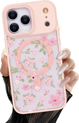 Miniatura 27 de Compatible con el teléfono 13 Pro - Funda magnética mate translúcida, de lujo, a prueba de golpes, magnética y con bonito patrón de flores, carcasa