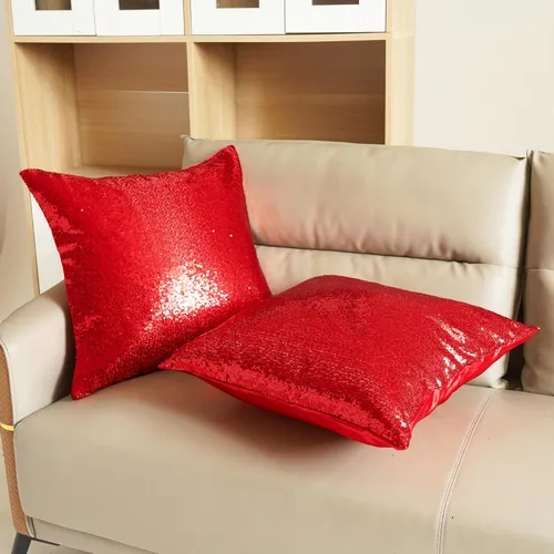 Miniatura 3 de Poise3EHome Fundas de almohada de lentejuelas de 18 x 18 pulgadas, fundas de almohada decorativas rojas para sofá, cama, sala de estar, Navidad Rojo