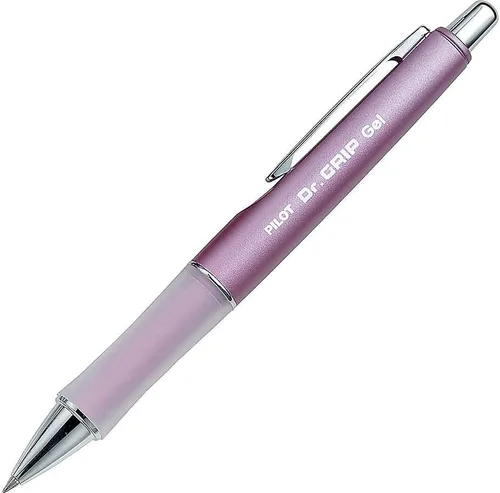PILOT Dr. Grip 36273 - Bolígrafo de tinta de gel recargable y retráctil, punta fina, barril malva metálico, tinta negra, bolígrafo individual