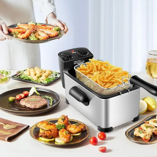 Miniatura 7 de MEDIMALL Freidora profunda con canasta, freidora de aceite eléctrica de 3.2 cuartos de galón / 12 tazas para uso doméstico, freidora pequeña