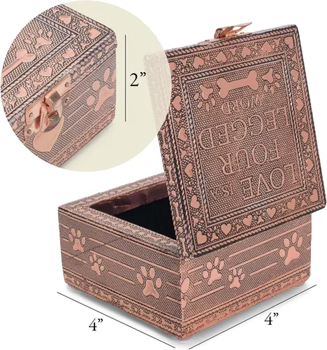 Miniatura 4 de Cottage Garden Página de inicio Perro Pawprint Caja de recuerdo de joyería de metal de tono de cobre
