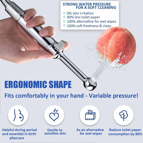 Miniatura 3 de SonTiy Rociador de Bidé de Mano para Inodoro, Rociador de Inodoro para Pañales de Tela Totalmente de Metal, Accesorio de Bidé con Preventor