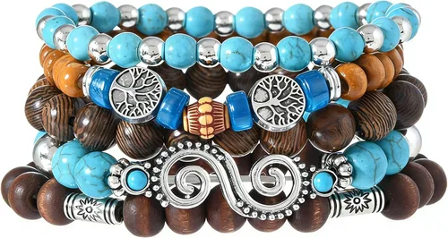 Miniatura 13 de Pulsera Gótica Ajustable de Cuero Trenzado Punk Multicapa de Estilo Grunge, Conjunto de Pulseras Emo con Brazalete de Metal, Envoltura