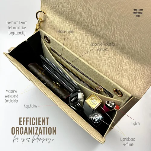 Miniatura 5 de Conversion Kit compatible with Monogram Clutch, Insert with 120cm - 47" inches Premium Gold Chain, Wristlet Insert Wallet on Chain (Lime)