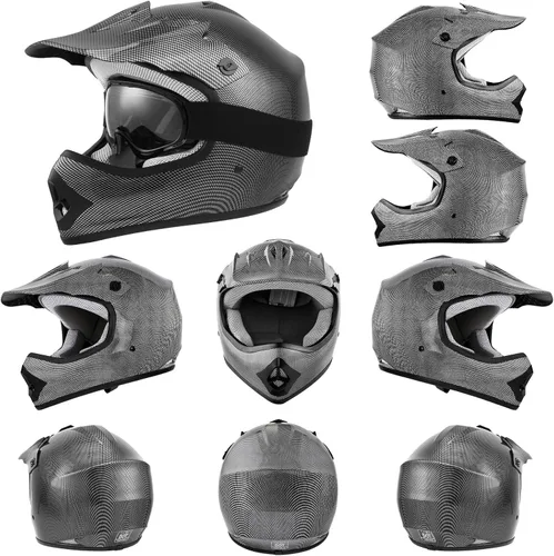 Miniatura 101 de TCMT Casco de motocross para jóvenes, certificado por DOT, casco de motocross ATV de cara completa para niños con gafas, guantes y bolsa para casco