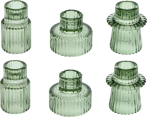 Miniatura 24 de Vixdonos Juego de 3 portavelas de cristal rosa para velas cónicas, velas de pilar y velas de candelita