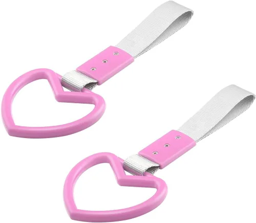 Miniatura 16 de 2 anillos Tsurikawa en forma de corazón, correa de mano para parachoques trasero, asa de corazón Janpanese para automóviles, SUV, metro, autobús