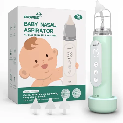 Miniatura 10 de GROWNSY Aspirador Nasal para Bebé, Succionador de Nariz para Bebé con 5 Niveles de Succión Mejorados, Succión Nasal Eléctrica IPX7 Impermeable