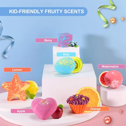 Miniatura 2 de DUAIU 6 bombas de baño de burbujas gaseosas para niños y mujeres, juego de regalo de bombas de baño naturales orgánicas para niños con aceites