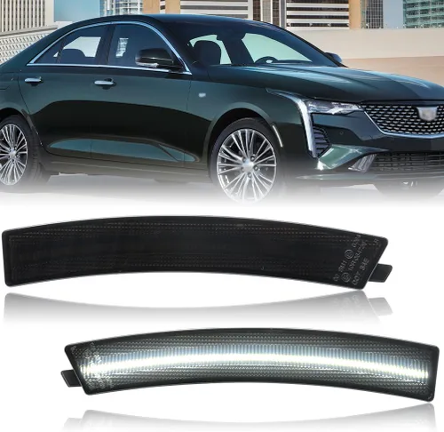 Miniatura 11 de Lentes transparentes CT4 LED para luces de marcador lateral para 2020-2023 Cadillac CT4, luces LED ámbar para parachoques delantero, luces de señal